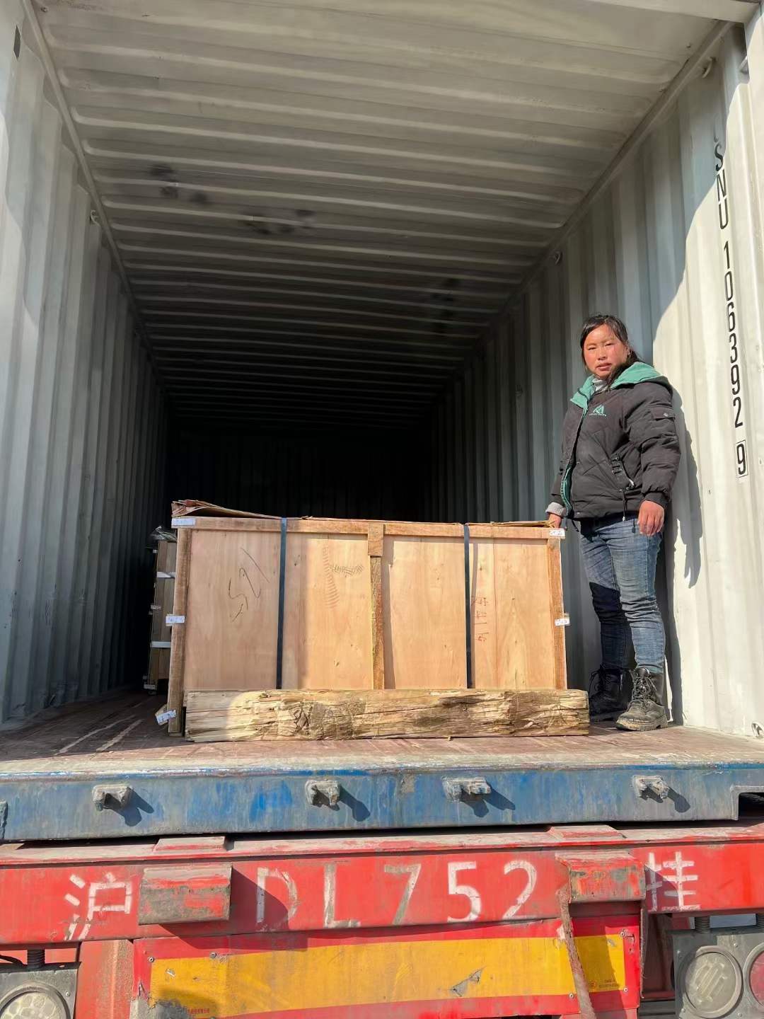 wooden boxes in container